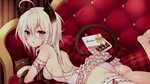 white hair, lying on front, ass, red eyes, cat girl, FUYA, a